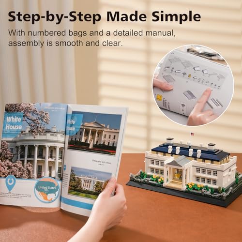 Oichy Building Block Sets White House Architecture Model Kits 895 PCS Washington Famous Landmark Architecture Building Set Home Decoration Collection Gift Idea - color: White House