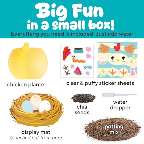 Creativity for Kids Plant-a-Pet Barnyard Pig Kit | Decorate, Plant & Grow Your Own Pet | Chia Seed Gardening Craft | Spring Crafts & Screen-Free Kids Activity (Ages 6+) - style: Chicken