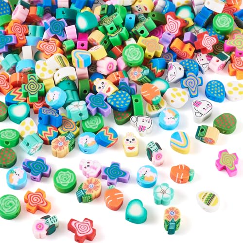 Elecrelive 200Pcs Easter Polymer Clay Beads Rabbit Carrot Cross Heart Easter Egg Beads Charms Spring Polymer Clay Accessories for DIY Bracelet Necklace Bracelet Earring Jewelry - color: Mix Colors, Easter