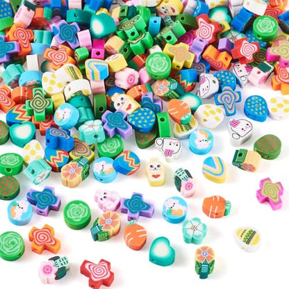 Elecrelive 200Pcs Easter Polymer Clay Beads Rabbit Carrot Cross Heart Easter Egg Beads Charms Spring Polymer Clay Accessories for DIY Bracelet Necklace Bracelet Earring Jewelry - color: Mix Colors, Easter