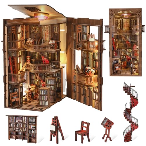 CCCDF Abbey Library Book Nook Kit, DIY Miniature House Kit with LED - color: Abbey Library