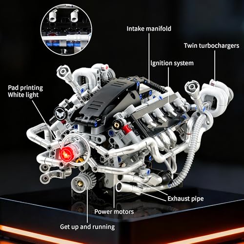 V8 Engine Model Kit, Mini V8 Engine Kit that Runs for Kids Adults (770PCS） - size: Small