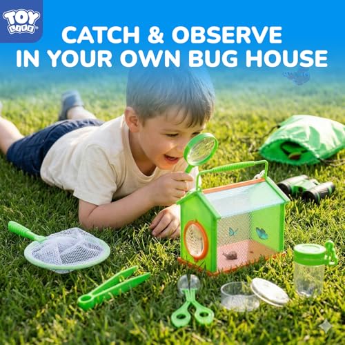 TOY Life Bug Catcher for Kids, Bug Catching Kit Kids Explorer Kit with Bug Net, Catching Tool, Tweezers, Magnifying Glass, Binoculars, Insect Catcher, Educational Outdoor Toys Kid Adventure Set - style: Core Explorer Set