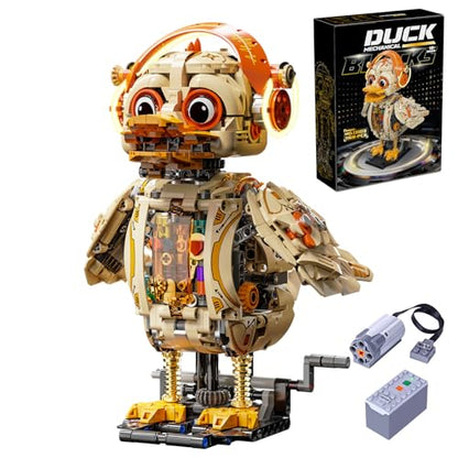 Mechanical Duck Building Block Set Gear-Driven Animal Model with Rotating Head Moving Wings and Motor Drive Module Mechanism Creative Gift for and Adults Birthday Idea 1168 PCS ﻿ - color: Mechanical Duck With Motor