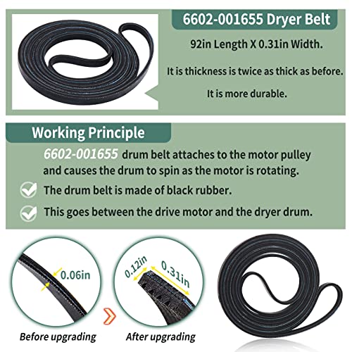 Upgraded Dryer Repair Kit Compatible with Samsung Dryer Roller Replacement Kit, for DC97-16782A Dryer Roller, DC93-00634A Idler Pulley, 6602-001655 Belt (6 Roller White Spacer) - color: Blue 6 Roller Spacer