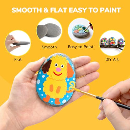 Simetufy 100Pcs 2-4 Inch River Rocks for Painting, Large Flat Smooth Stones - size: 2-4in-100pcs