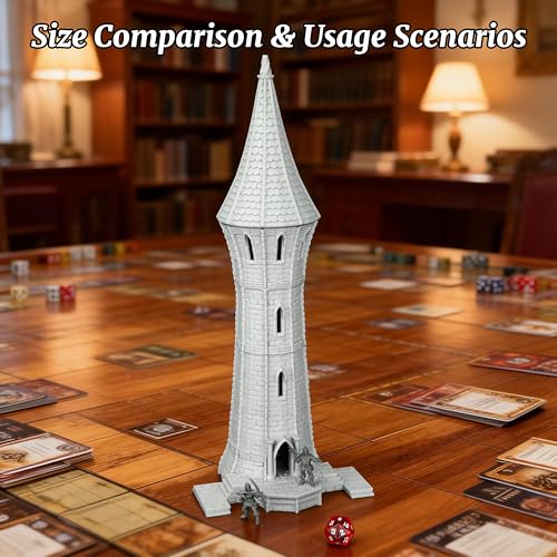AUSPDICE Gothic Watchtower DND Terrain, 25mm Stone Spire RPG Scenery - color: Af1104 L City Building 6