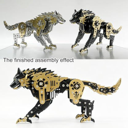 3D Metal Puzzle for Adults,Mechanical Animal Wolf Puzzle Building Set，3D Metal Model Kits, Brain Teaser Puzzles DIY Assembling for Stress Relief - A Collectible Gift for a man and boy (Black) - color: Black