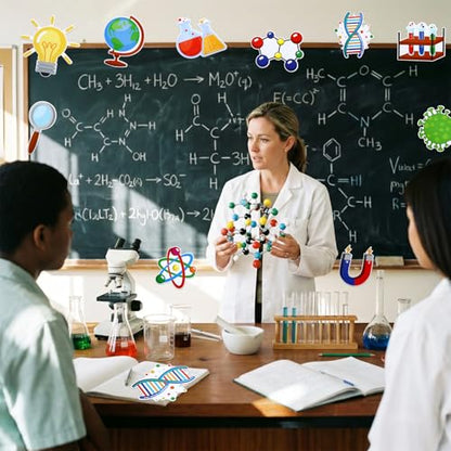 JUNEBRUSHS 60Pcs Science Bulletin Board Decorations Classroom Cutouts - style: Scientific Style