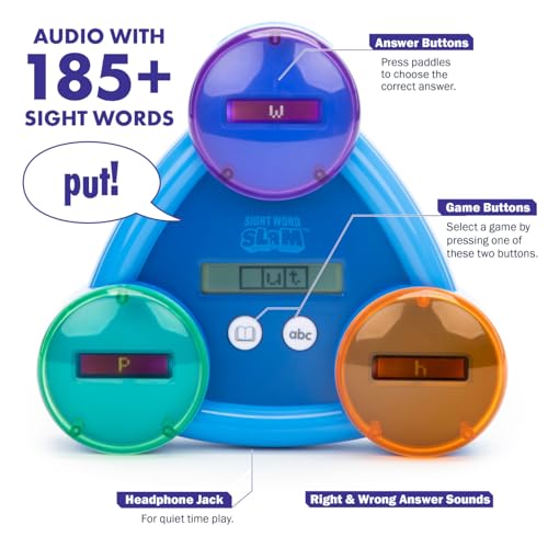 Educational Insights Sight Word Slam - Kindergarten Learning Activities, Sight Word Games, Electronic Phonics Flash Cards, Reading Games for Kids 5-7, Learn to Read CVC Words, Literacy Development