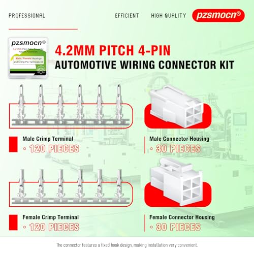 300 Pieces / 30 Sets Automotive Wire Connector 4.2mm 4-Pin Kit - size: 4-Pin, style: 4.2mm Connector