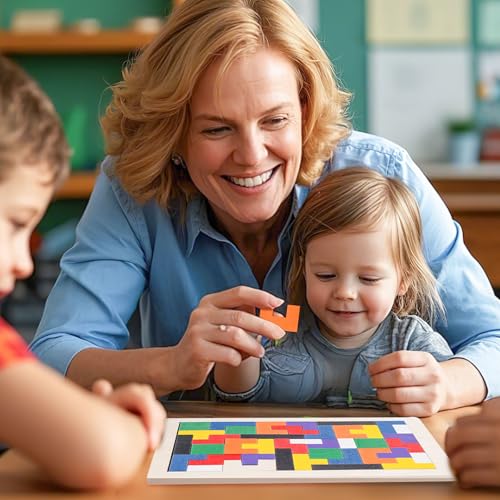 3 otters Wooden Blocks Puzzle 2 Set Russian Brain Teaser Tangram Intelligence Toys STEM Montessori Educational Gift for Kids Stocking Stuffers (Pack of 3) - size: Medium (Pack of 3)