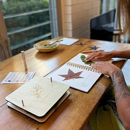 WOKK Flower Press Kit with Herbarium Journal – Wooden Botanical Press for Adults & Teens, Pressed Flower Crafts & Wedding Bouquet Preservation