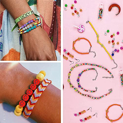 200PCS 10mm Colorful Smile Face Polymer Clay Beads Bulk for Jewelry Making - color: Clay Mixed Color