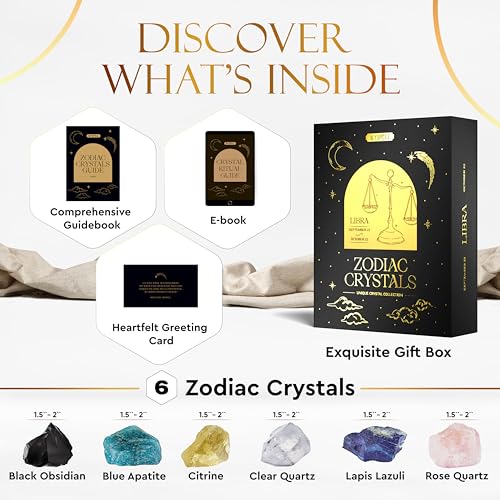 Wyspell Libra Crystal Set - 6 Raw Libra Healing Stones - Zodiac Gifts - color: Libra