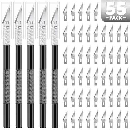 55PCS Exacto Knife Set, Craft Knife, Hobby Knives with 50PCS Blades - style: Black – 5 Knives / 50 Blades