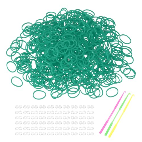 MECCANIXITY 1800 Pcs Loom Rubber Bands Kit with 75 Pcs S-Clips 3-Hooks Rubber Bands Refill Bracelet Making Kits for Weaving DIY Handcrafts Gift, Dark Green - color: Dark Green