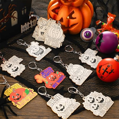 Trnayi 36 Pcs Christian Pumpkin Wood Keychain DIY Craft - style: Christian Pumpkin