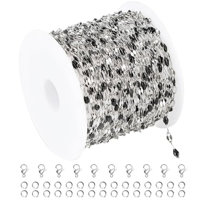 UMAOKANG 16.4 Feet Jewelry Making Chains Stainless Steel Chain Bulk - color: Steel-Black