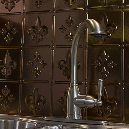 FASÄDE Fleur-de-lis Decorative Vinyl Backsplash 15 sq ft Kit in Oil-Rubbed Bronze - color: Oil-Rubbed Bronze
