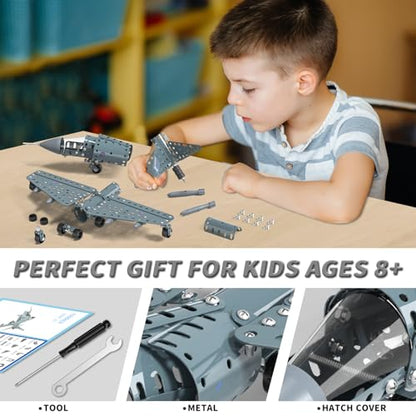 Lucky Doug STEM Building Projects Model Airplane Jet Set - Building Toys for Kids Ages 8-12, Assembly Science Kit for Boys 8 9 10 11 12 Years Old - style: 8802