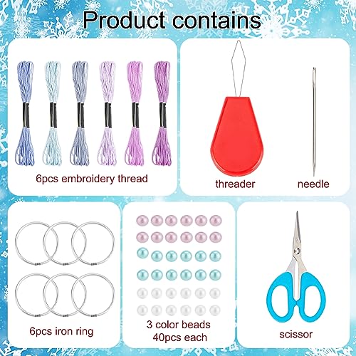 INFUNLY 6 Set Small DIY Dream Catcher Kit - Making Kit for Handmade Dream Catcher, Christmas Decor, Bag Pendant, Car Mirror Hanger, Winter Wall Hanging, Room Decor - style: 6pcs blue+purple