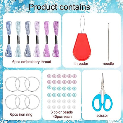 INFUNLY 6 Set Small DIY Dream Catcher Kit - Making Kit for Handmade Dream Catcher, Christmas Decor, Bag Pendant, Car Mirror Hanger, Winter Wall Hanging, Room Decor - style: 6pcs blue+purple