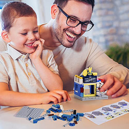 8 in 1 Mini City Shop Street View Building Blocks Kit,Girls Boys Toy Set