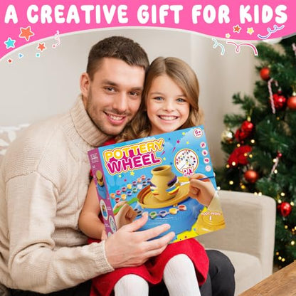 Weilim Pottery Wheel for Kids Beginners, Air-Dry Clay & Paint Kit Ages 6-12 - color: Pink