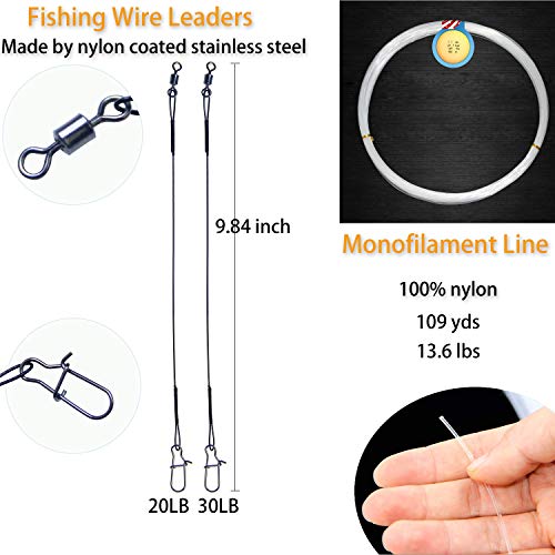 Basic Fishing Tackle Starter Kit, Freshwater Soft Fishing Lures Terminal Tackle Set with Tackle Box Including Worms Baits, Jigs, Swivels, Hooks, Fishing Gears for Panfish Catfish Bass Trout