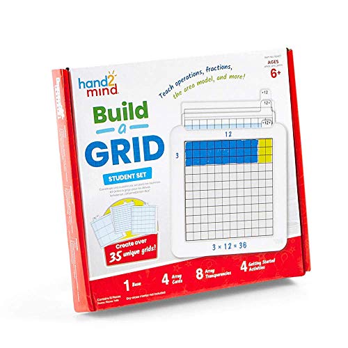 hand2mind Build-A-Grid, Dry Erase Multiplication, 3rd Grade Math, Multiplication Manipulatives, Fraction Manipulatives, Multiplication Game, Montessori Math, Homeschool Supplies (Set of 1) - style: Individual
