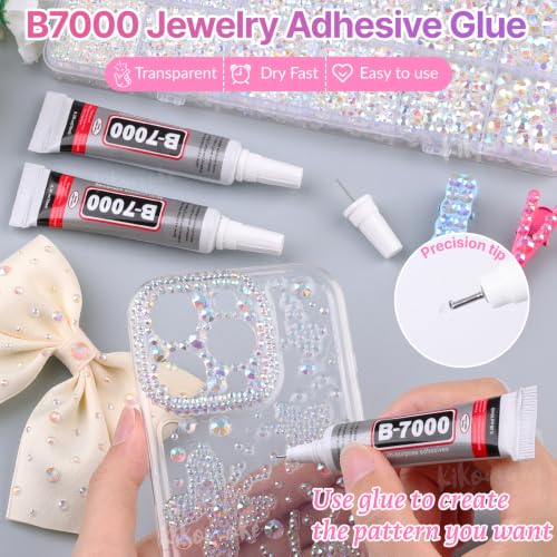 33000Pcs 2-6mm Clear AB Resin Iridescent Rhinestones for Bedazzling Kit - color: Clear White AB 2-6mm