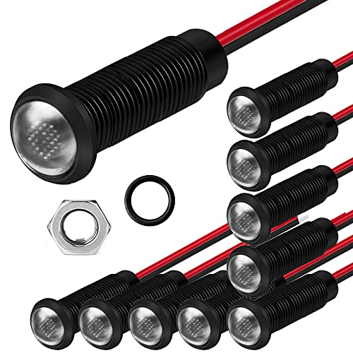 Gebildet 10pcs LED Plastic Indicator Pilot Light AC/DC 12-24V Mounting Hole Size 6mm(White) - color: white/12-24V/black shell