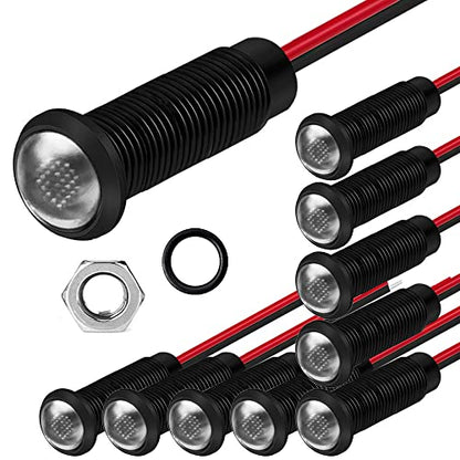 Gebildet 10pcs LED Plastic Indicator Pilot Light AC/DC 12-24V Mounting Hole Size 6mm(White) - color: white/12-24V/black shell