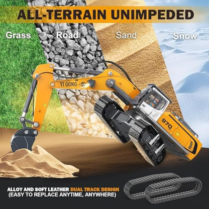 Adult Metal Mini Remote Control Excavator 1:50 ，Features a Lever-Driven Digging System, Comes with Two Batteries and a Carrying case, and is an Ideal Gift for Model Enthusiasts and Children - color: Excavator