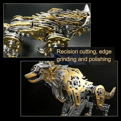 3D Metal Puzzle for Adults,Mechanical Animal Wolf Puzzle Building Set，3D Metal Model Kits, Brain Teaser Puzzles DIY Assembling for Stress Relief - A Collectible Gift for a man and boy - color: Gold