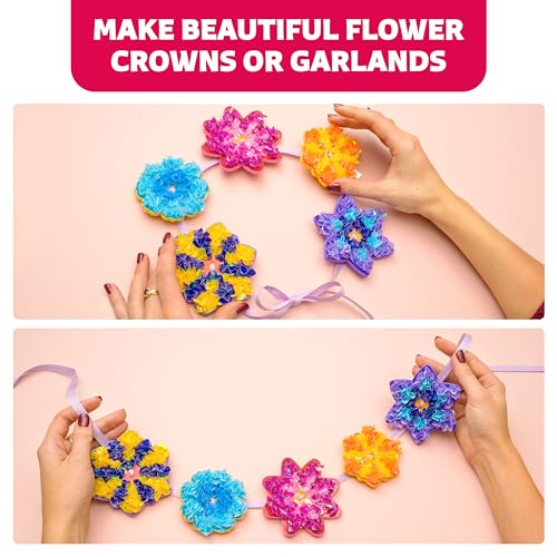 Poke-In Craft Flower Crowns, Poke Art for Kids Ages 4-8, Punch Tufting Kit - color: Flowers