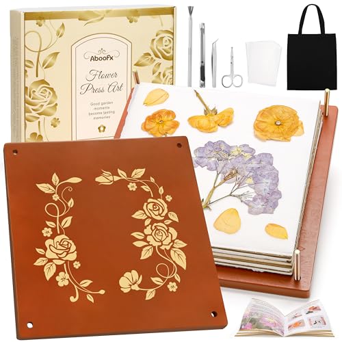 Aboofx Flower Press Kit for DIY Journal Bookmark Frame, 10" x 10" 10 Layers Wood Flower Pressing Kit with Storage Bags for Dried Flowers Plant Wedding Bouquet Preservation Kits, Gift for Craft Lovers - size: 10"x10"