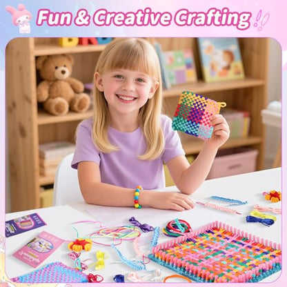 MOVATEK 328PCS Weaving Loom Kit with Friendship Bracelet Making Kit, 12 Colors Loom Loops, DIY Craft Kits, Bracelet & Coaster Weaving Making Kit