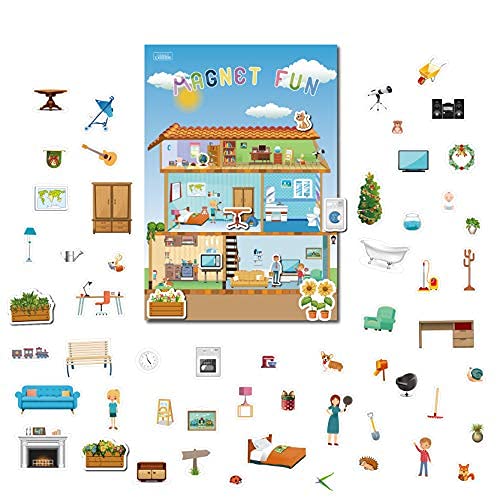 Magnetic Portable Playboard Doll House Family Magnets Learning Travel Toy (65 Pcs) - style: DOLL HOUSE
