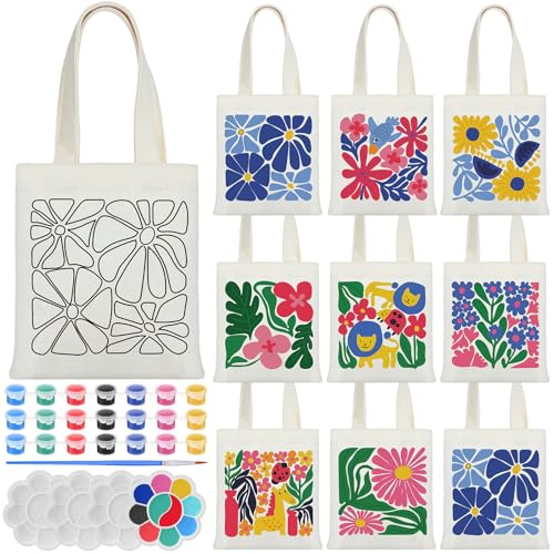 Aliceset 16 Pcs Color Your Own Bag Tote Bag Painting - style: Boho