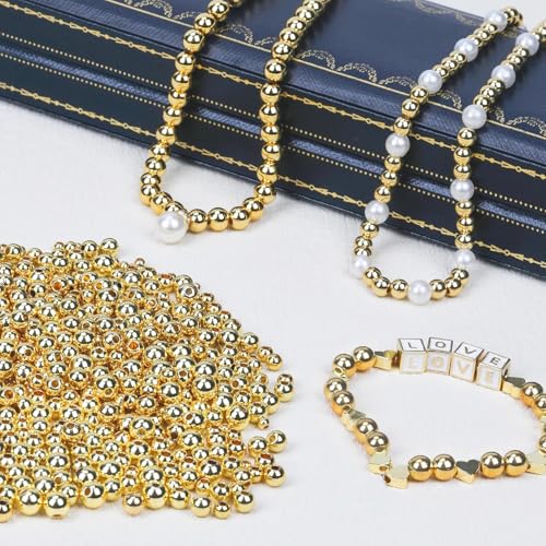 6mm Flat Round Spacer Beads, 1480pcs (280Round) - Gold, Silver, Black - Copper Coated Plastic - DIY Jewelry Making Kit - color: 1480pcs（280Round ）