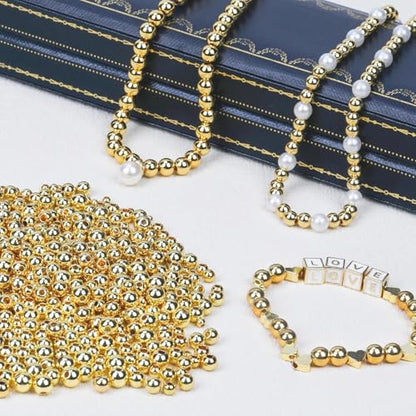 6mm Flat Round Spacer Beads, 1480pcs (280Round) - Gold, Silver, Black - Copper Coated Plastic - DIY Jewelry Making Kit - color: 1480pcs（280Round ）