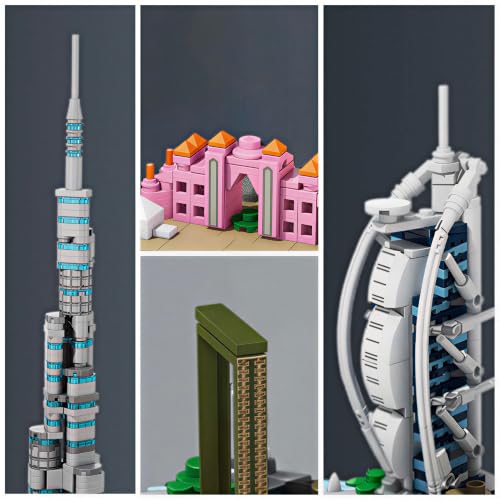 Architecture Dubai Skyline Building Set 3D Collection Model, Iconic Sail Hotel Building Model Home Office Décor, Unique Collectible Gift for Adult Travel or Architecture Enthusiasts - style: Dubai Skyline