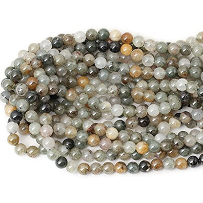 45PCS 8mm Natural Green Phantom Crystal Round Loose Beads for Jewelry Making 1 Strand 15" - color: Green Phantom, size: 8mm