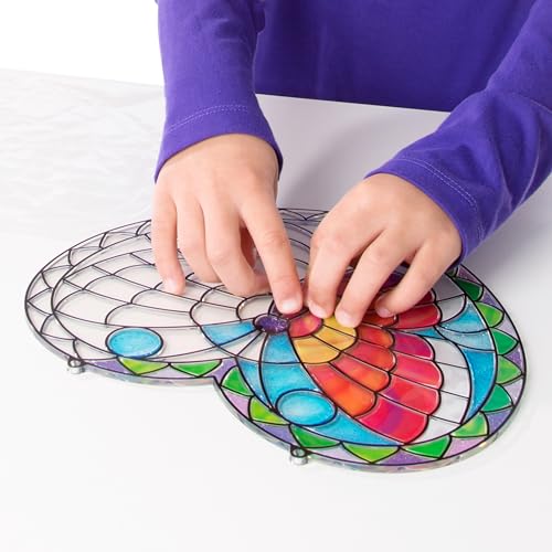 Melissa & Doug Stained Glass Made Easy Activity Kit: Butterfly - 140+ Stickers Kids Sticker Stained Glass Craft Kit; Sun Catchers for Kids Ages 5+
