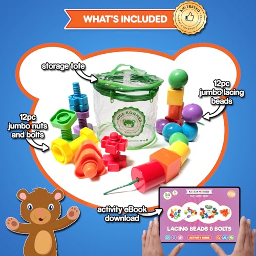 Twist & Lace Beads n Bolts - Match, Sort, Count & Play with 24pc + eBook - size: BEADS & BOLTS