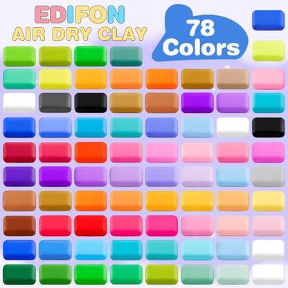 EDIFON Air Dry Clay, 78 Colors Foam Magic Modeling Clay for Kids DIY Crafts - color: 78 colors