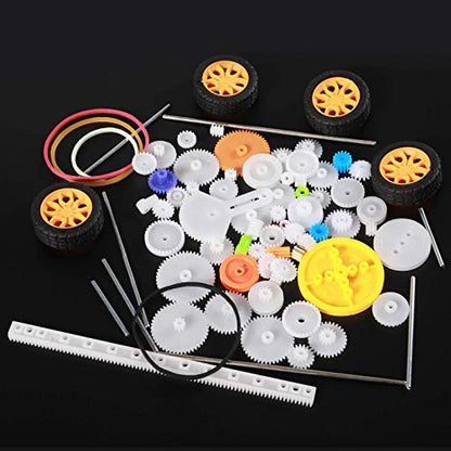 78 PCS Plastic Gear Kit Motor Gears Accessories Single Double Reduction Gear Set for Motor Car Robot with Axle Wheel
