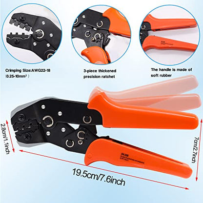 Taiss Dupont Crimping Tool Kit with 600PCS 2.54mm Dupont Connector Kit SN-28B Ratcheting Wire Crimper Plier,1/2/3/4/5/6/7 Pin Housing Dupont Connector Male Female Pin Header Crimp Terminal AWG28-18 - style: 600PCS kit